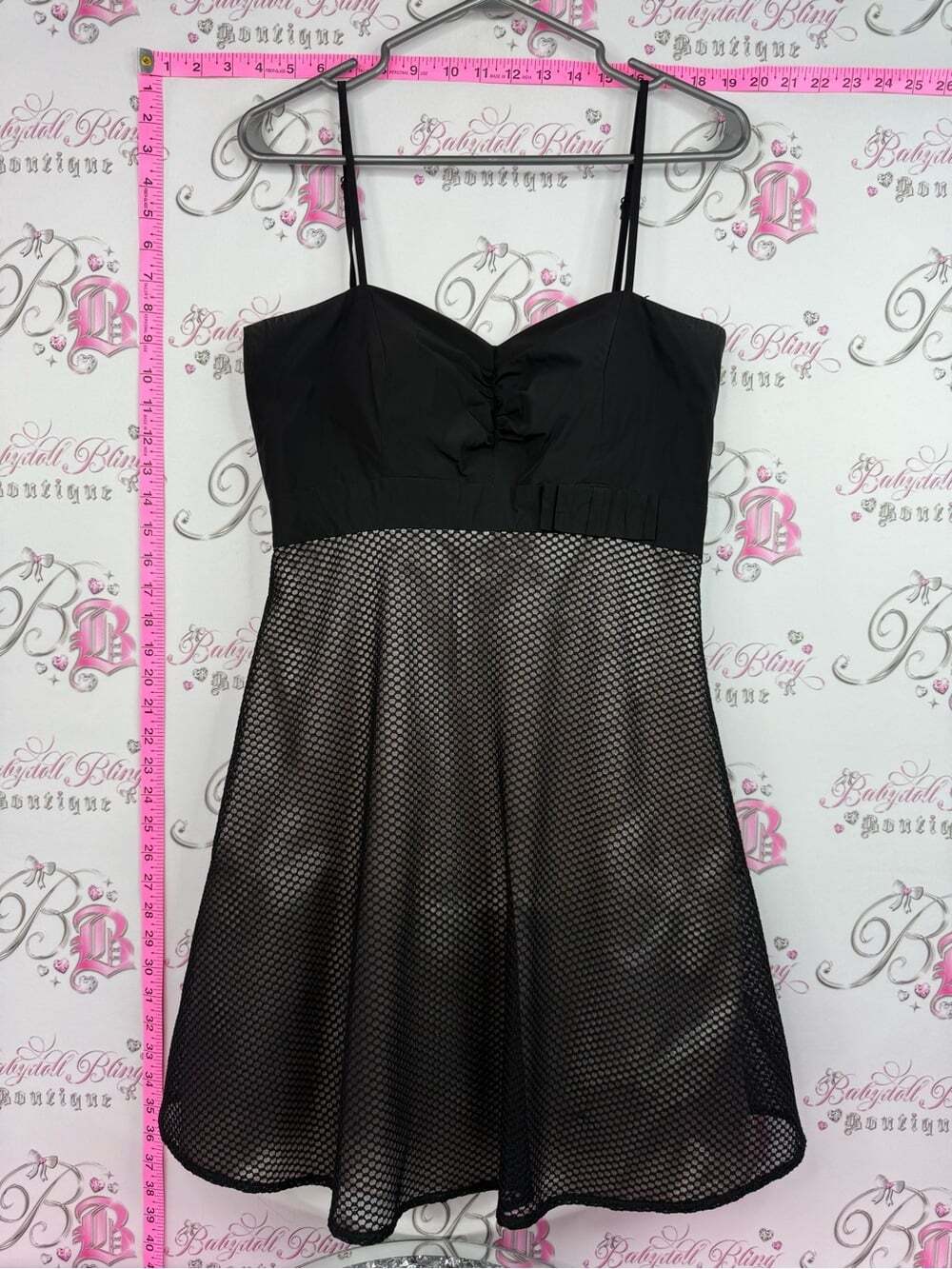Vera Mont dress mini pink shiny Black Mesh Fit-and-Flare Dress